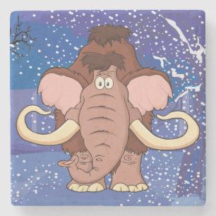 Cartoon Woolly Mammoth Stone Coaster