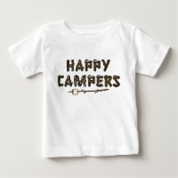 Cartoon word art happy campers baby t-shirt