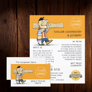 Cartoon Workman, Carpentry, Carpenter Business Card