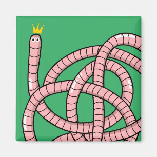 Cartoon worm in crown magnet