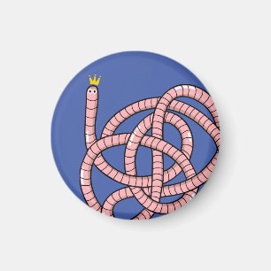 Cartoon worm in crown magnet