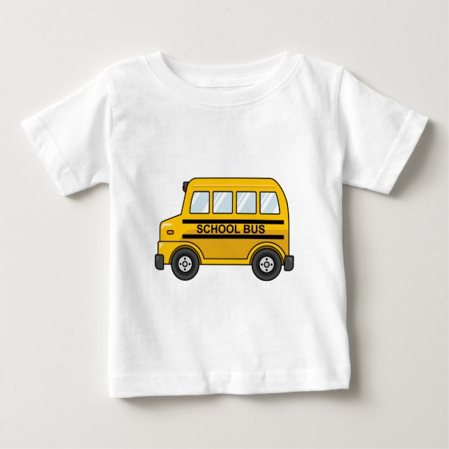 Cartoon Yellow and Black School Bus Baby T-Shirt (Front)