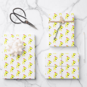 Cartoon yellow dog Diva Dog Christmas Wrapping Paper Sheet