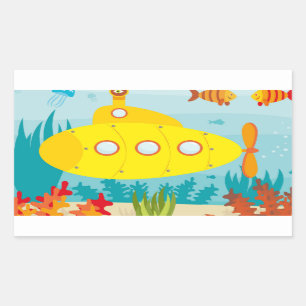Cartoon Yellow Submarine Rectangular Sticker