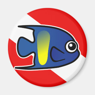 Cartoon Yellowbar Angelfish Dive Flag Magnet