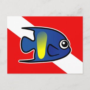 Cartoon Yellowbar Angelfish Dive Flag Postcard