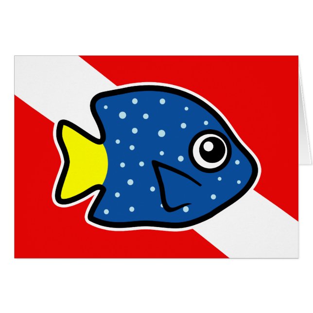 Cartoon Yellowtail Damselfish Dive Flag (Front Horizontal)