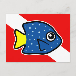 Cartoon Yellowtail Damselfish Dive Flag Postcard