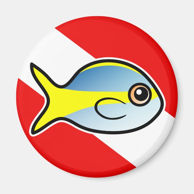 Cartoon Yellowtail Snapper Dive Flag Magnet (Front)