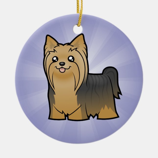 Cartoon Yorkshire Terrier (add your message) Ceramic Tree Decoration (Front)