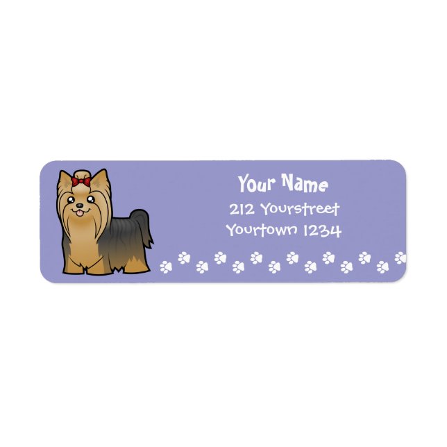 Cartoon Yorkshire Terrier (longhair with bow) (Front)