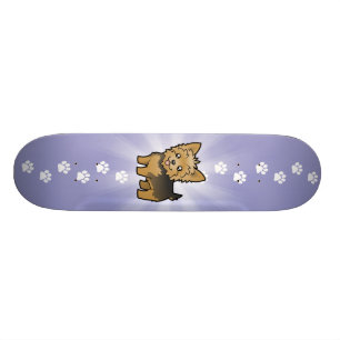 Cartoon Yorkshire Terrier (short hair no bow) Skateboard
