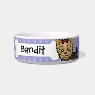 Cartoon Yorkshire Terrier (short hair with bow) Bowl