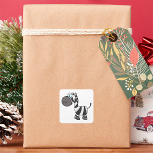 Cartoon Zebra Square Sticker