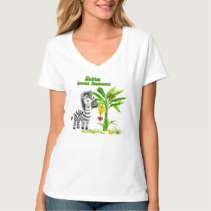 Cartoon zebra standing beside a banana tree Relaxe T-Shirt