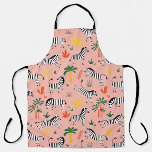 Cartoon Zebras Funny Seamless Pattern Apron