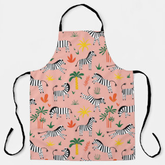 Cartoon Zebras Funny Seamless Pattern Apron