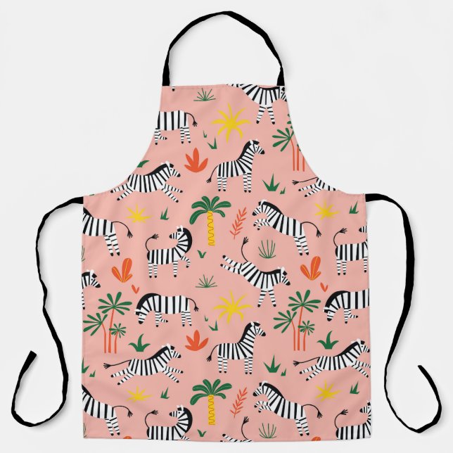 Cartoon Zebras Funny Seamless Pattern Apron (Front)