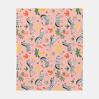 Cartoon Zebras Funny Seamless Pattern Fleece Blanket