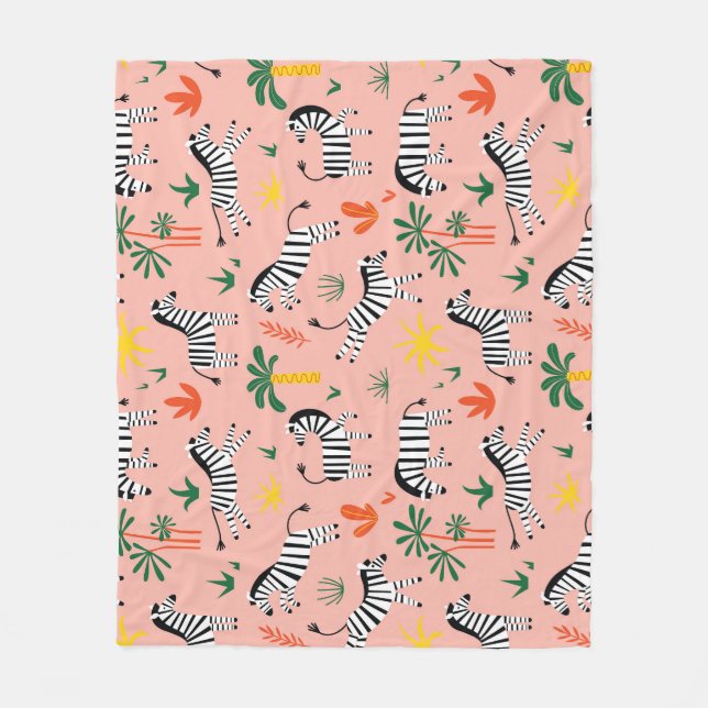 Cartoon Zebras Funny Seamless Pattern Fleece Blanket (Front)