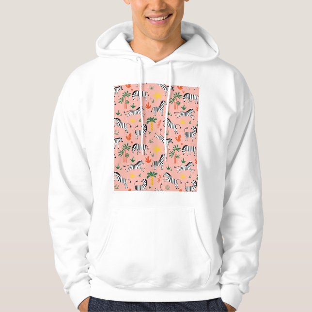 Cartoon Zebras Funny Seamless Pattern Hoodie (Front)