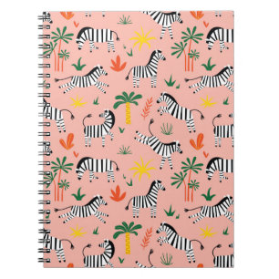 Cartoon Zebras Funny Seamless Pattern Notebook