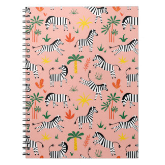 Cartoon Zebras Funny Seamless Pattern Notebook