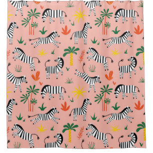 Cartoon Zebras Funny Seamless Pattern Shower Curtain