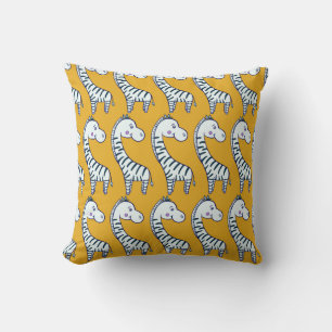 Cartoon zebras: yellow background pattern. cushion