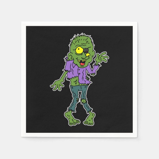 Cartoon Zombie Halloween Party Napkin (Front)