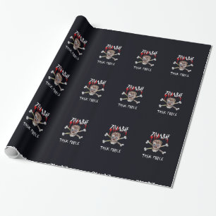 Cartoon Zombie Task Force skull cross bones gift Wrapping Paper