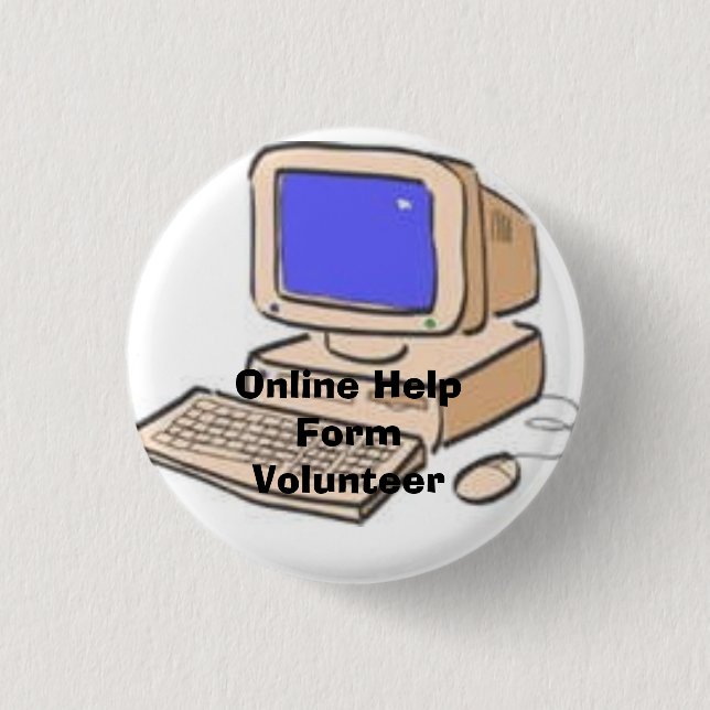 cartoonComputer, Online Help Form Volunteer 3 Cm Round Badge (Front)