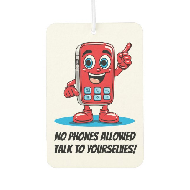 Cartoonish Red Cell Phone Ban Air Freshener (Front)