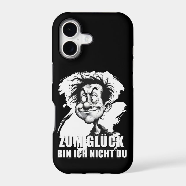 Cartoonkunst mit „Zum Glück…“-Zitat (Back)