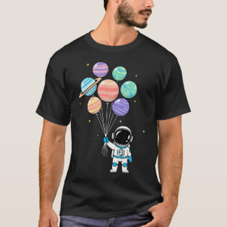 Cartoons Astronaut With Planet Balloons Cute T-Shirt