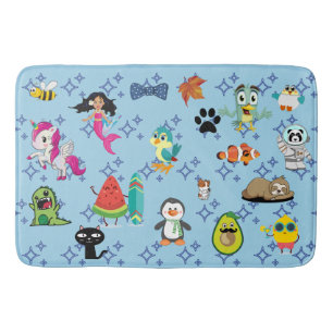 Cartoons sparkles cute blue kids cartoons  bath mat