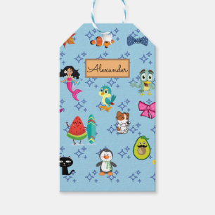 Cartoons sparkles cute blue kids cartoons  gift tags