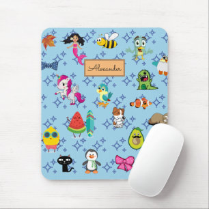 Cartoons sparkles cute blue kids cartoons  mouse pad
