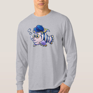 Cartoony French Fish with Beret T-Shirt