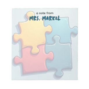 Cartoony Puzzle Pieces Teacher Gift  Notepad