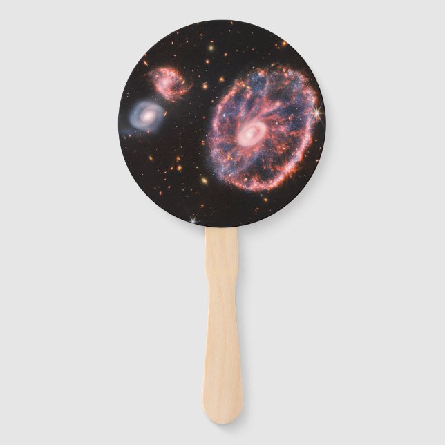 Cartwheel Galaxy, James Webb Space Telescope Hand Fan (Front)