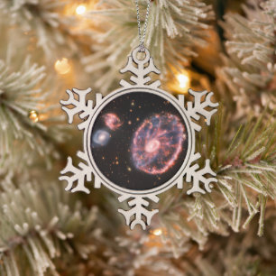 Cartwheel Galaxy, James Webb Space Telescope Snowflake Pewter Christmas Ornament
