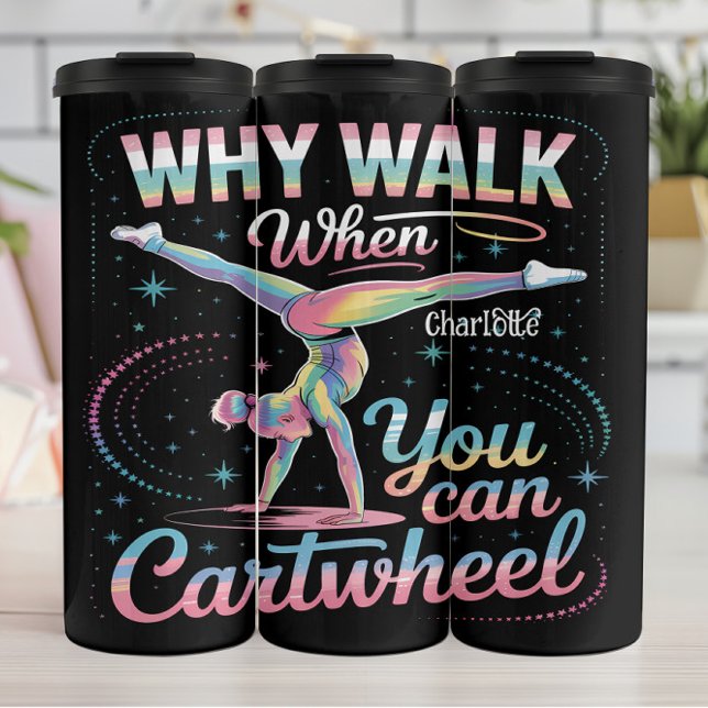 Cartwheel Joy: Gymnastics, Rainbow, Energy Thermal Tumbler (Creator Uploaded)