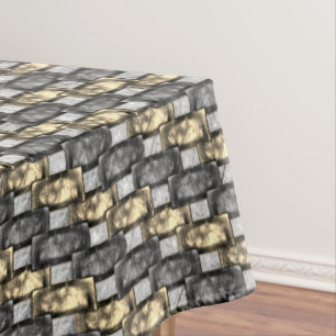 Carved and stained grey golden rectangular pieces tablecloth