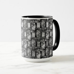 Carved and stained grey rectangular plates mug