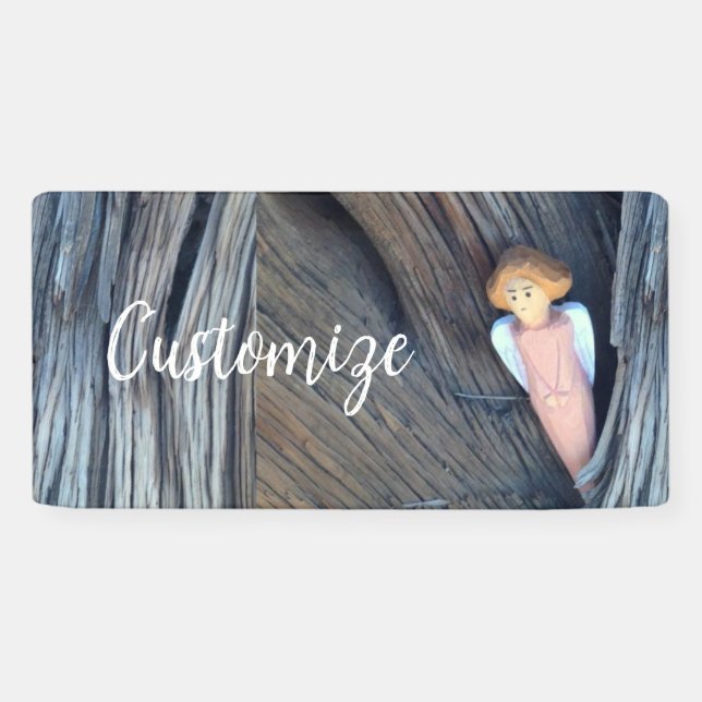 Carved angel in tree Thunder Cove Banner (Horizontal)