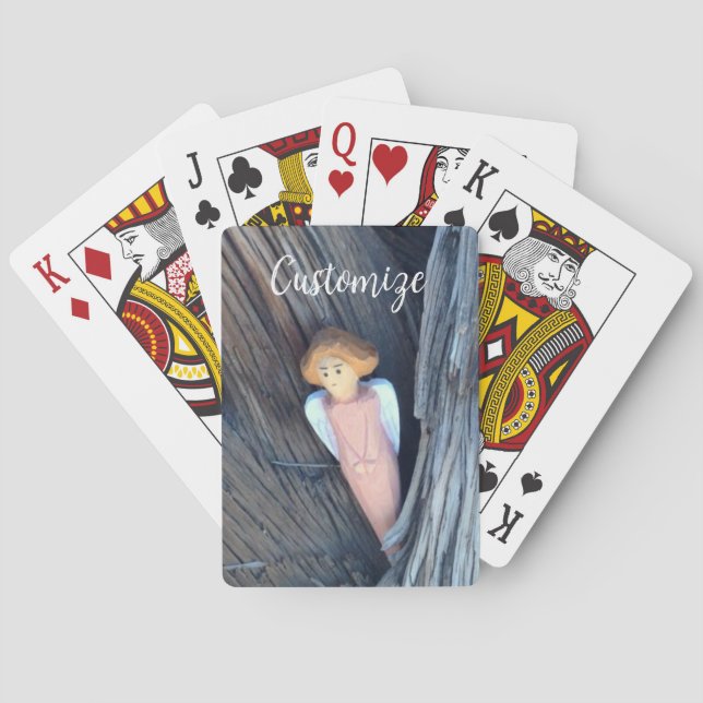 Carved angel in tree Thunder Cove Playing Cards (Back)