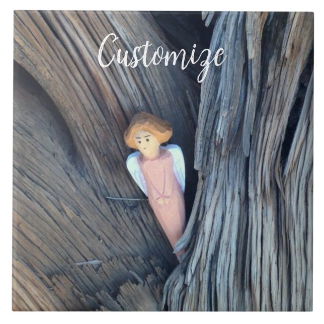 Carved angel in tree Thunder Cove Tile (Front)
