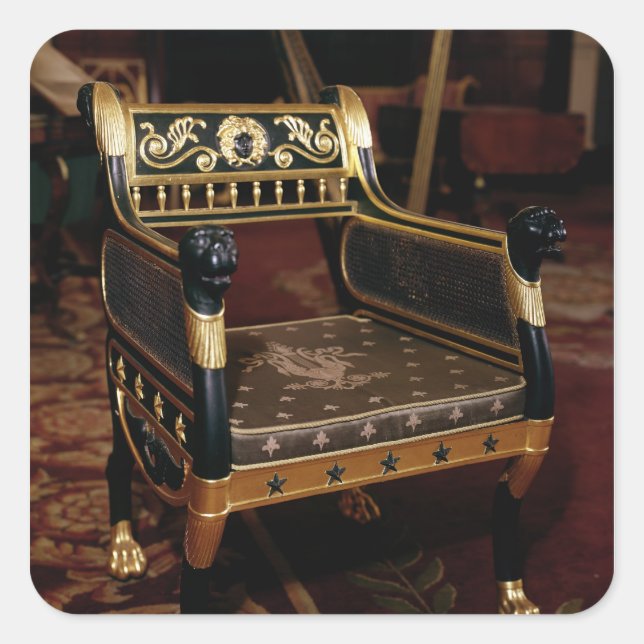 Carved armchair with gilt details square sticker (Front)