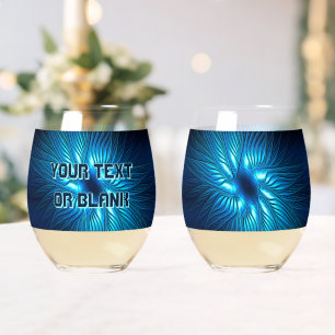 Carved Blue Star Canvas Print Stemless Wine Glass